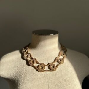 Vintage gold mesh sculptural collar choker necklace